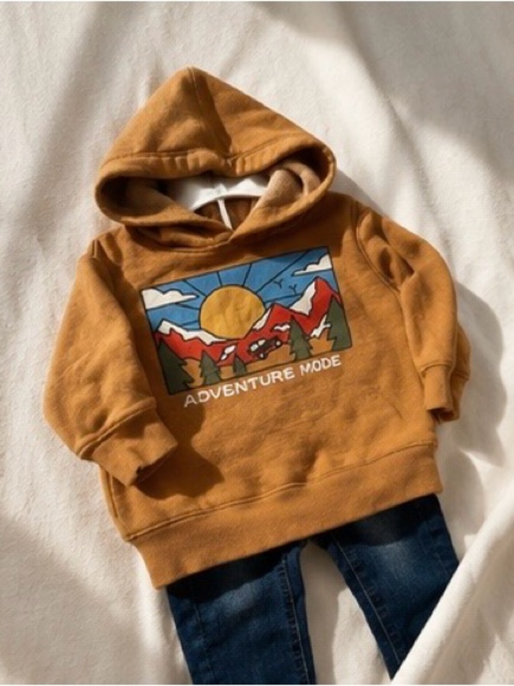 jumping beans Mustard 'Adventure Mode' Hooded Sweatshirt with Scenic Graphic